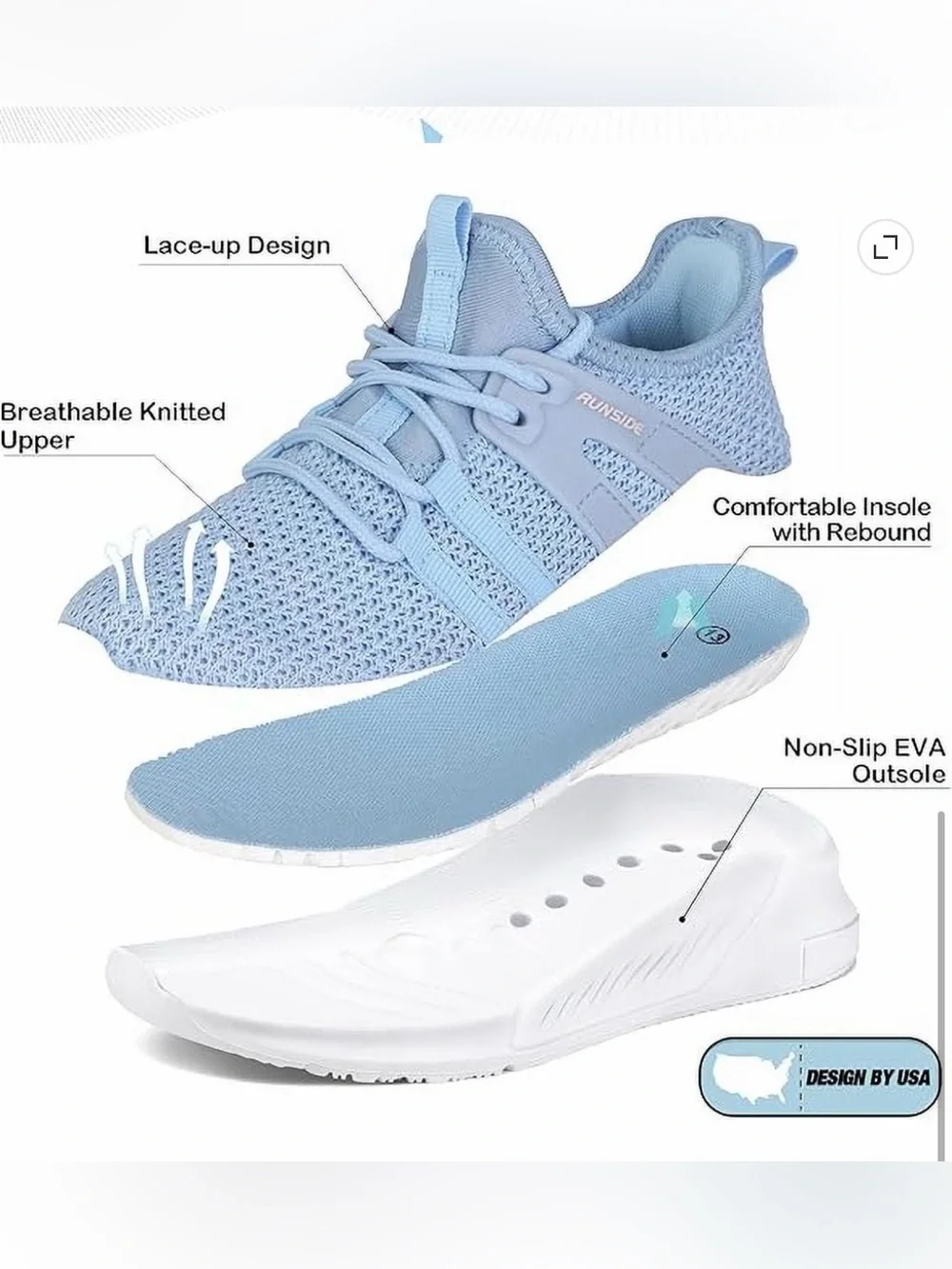 Kushyshoo Kids Sneakers Baby Blue Running Tennis Athletic Shoes